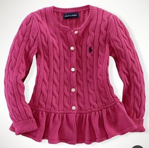 Ralph Lauren Polo Pink Peplum Cardigan Size 4/4T